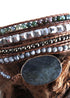Pulsera Boho, RH, Pulsera de Cuero de 5 Capas, Piedras Naturales Mixtas y Cristal Azul